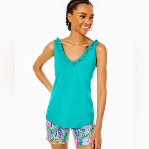 Lilly Pulitzer Gigi Ruffle Top - Water Lilly Green size XXS (NWT)